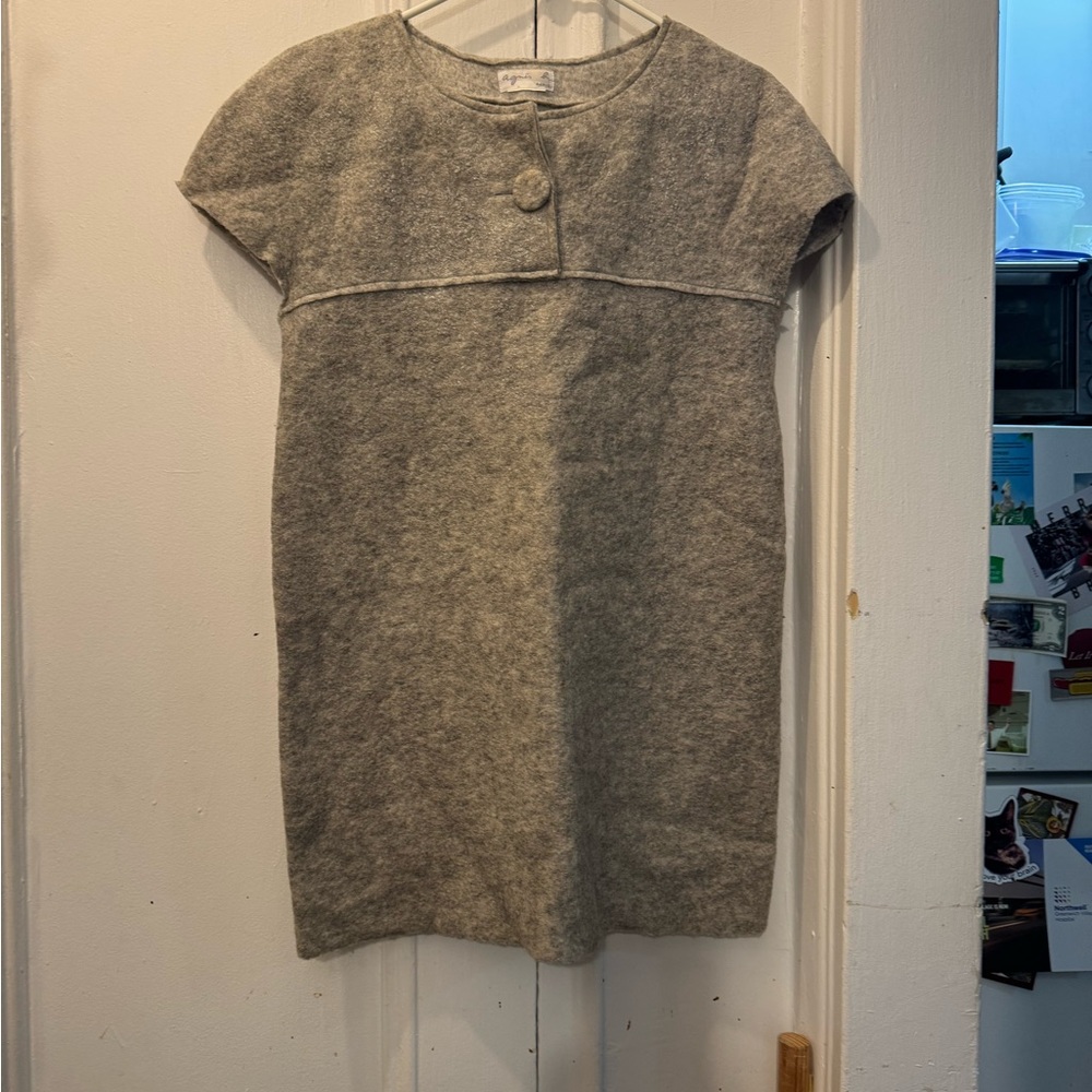 Agnes B. Gray Boiled Wool Dress